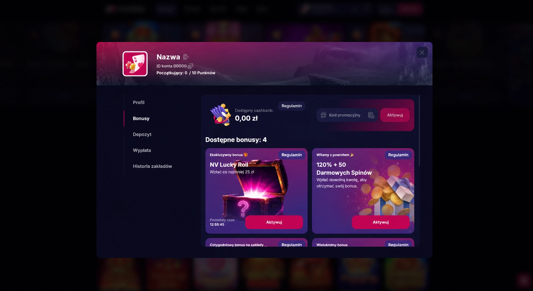 Aktywacja NV Casino promo code krok po kroku