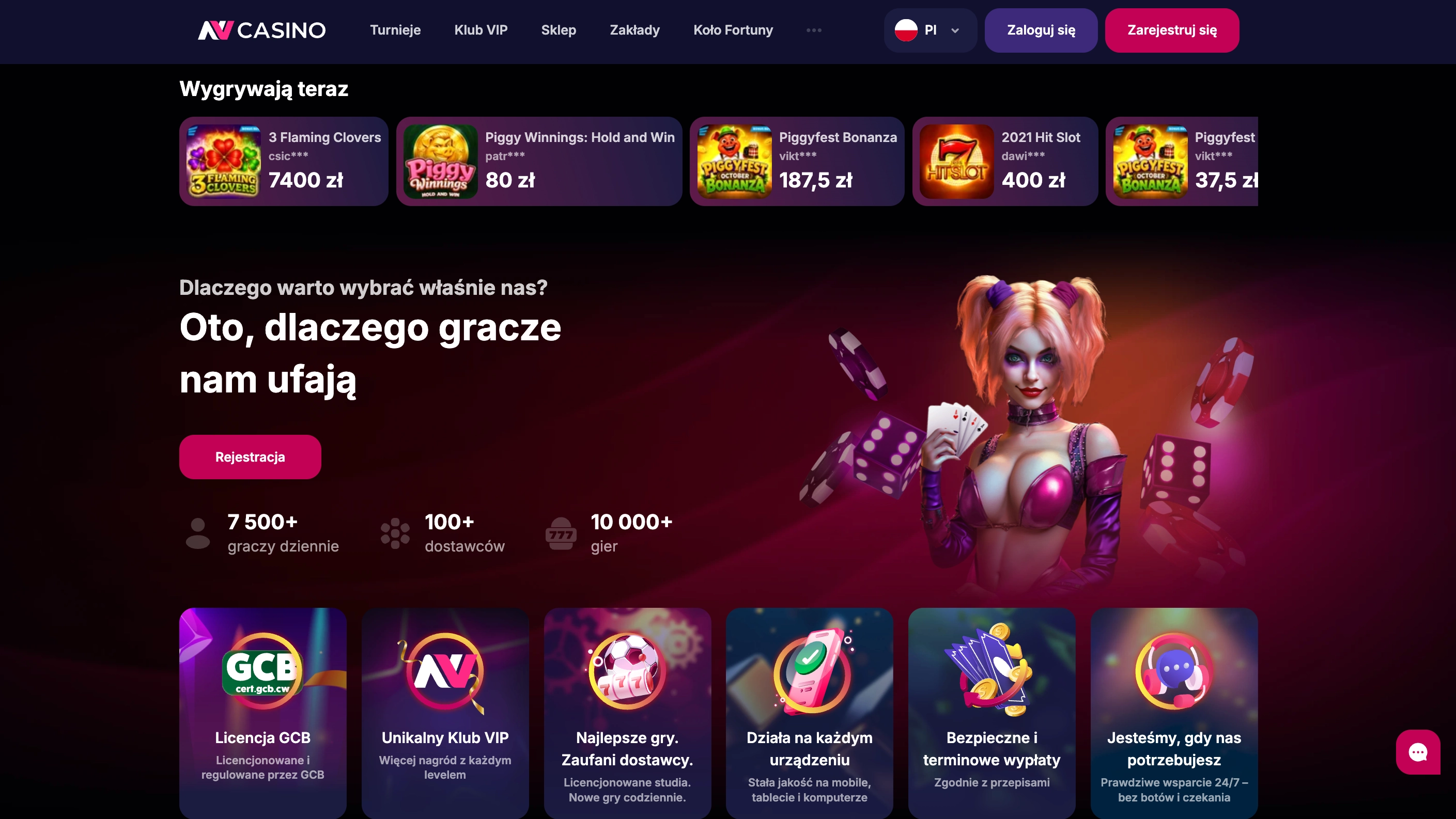 Oferta gier i dostawców w NV Casino