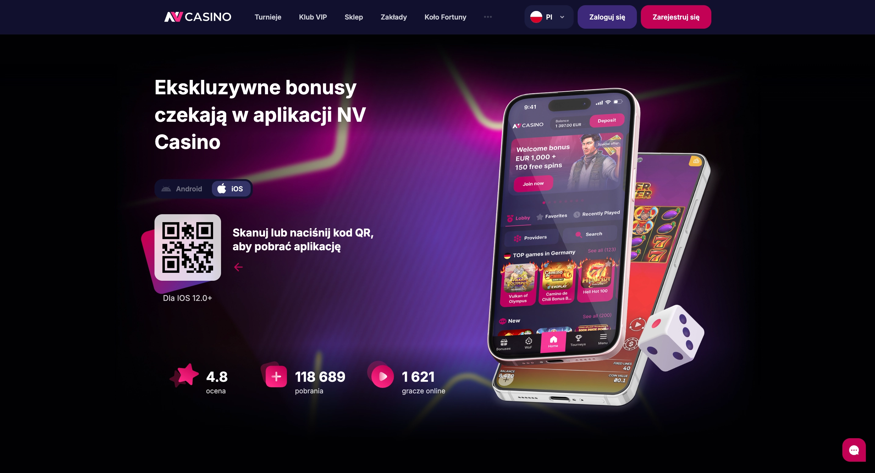 Aplikacja mobilna NV Casino Online